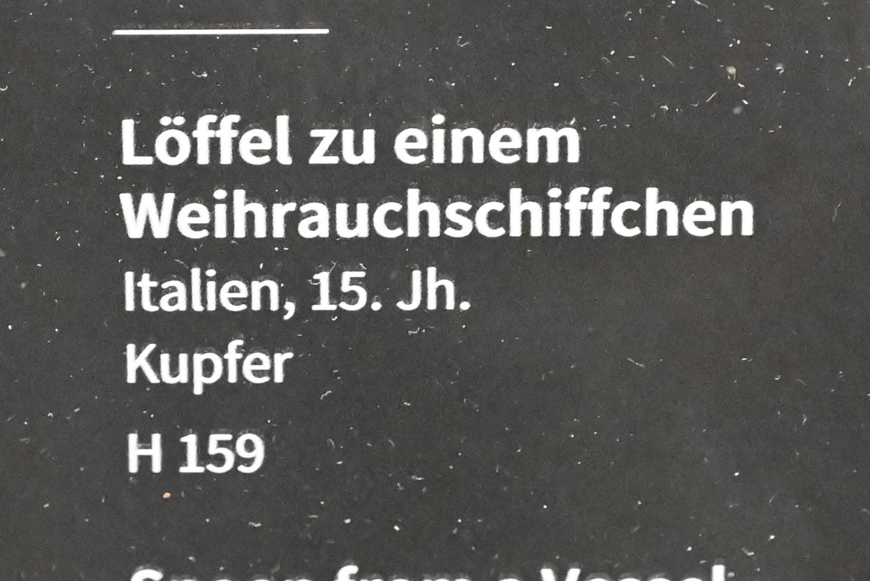 Löffel zu einem Weihrauchschiffchen, Köln, Museum Schnütgen, Saal 8, 15. Jhd., Bild 2/2