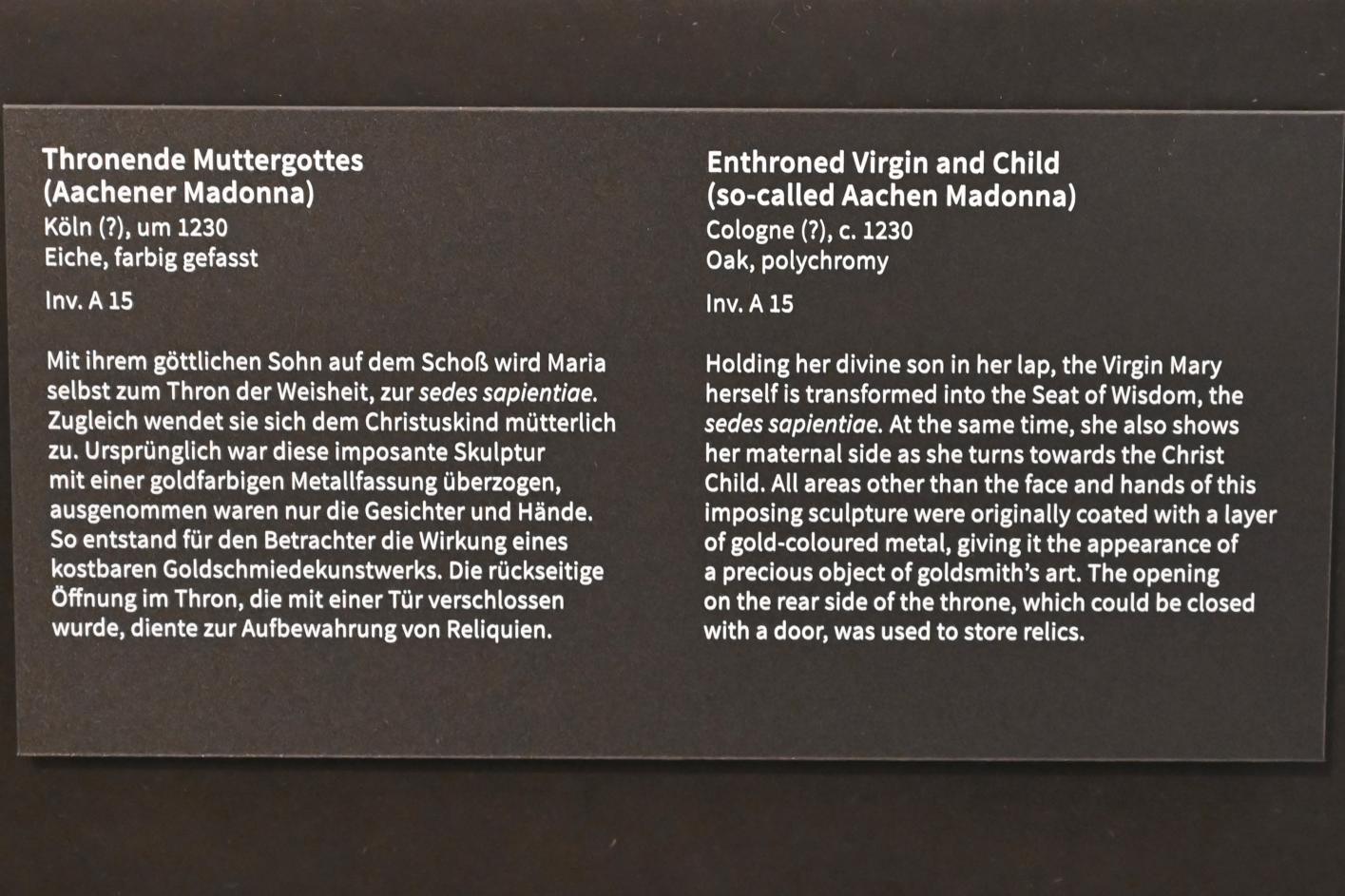 Thronende Muttergottes (Aachener Madonna), Köln, Museum Schnütgen, Saal 8, um 1230, Bild 4/4