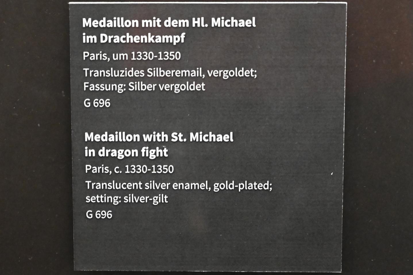 Medaillon mit dem Hl. Michael im Drachenkampf, Köln, Museum Schnütgen, Saal 9, um 1330–1350, Bild 2/2