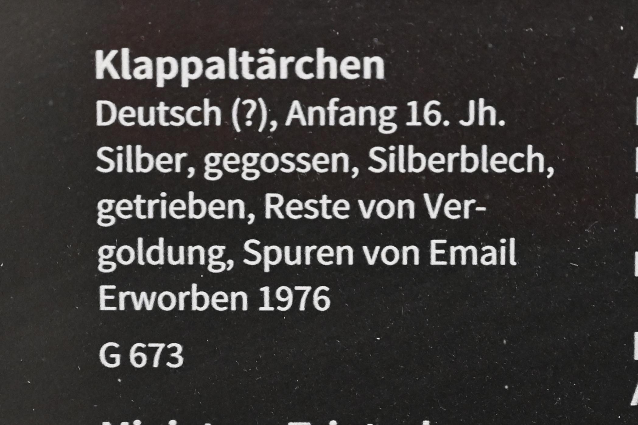 Klappaltärchen, Köln, Museum Schnütgen, Saal 9, Beginn 16. Jhd., Bild 2/2