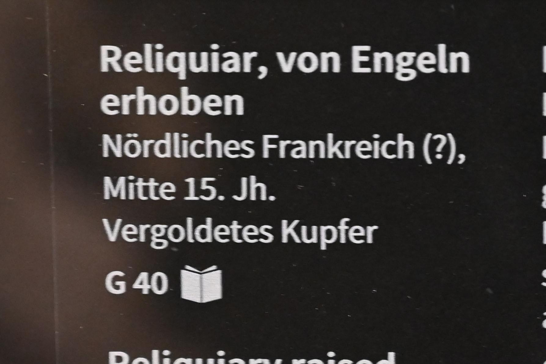 Reliquiar, von Engeln erhoben, Köln, Museum Schnütgen, Saal 9, Mitte 15. Jhd., Bild 2/2
