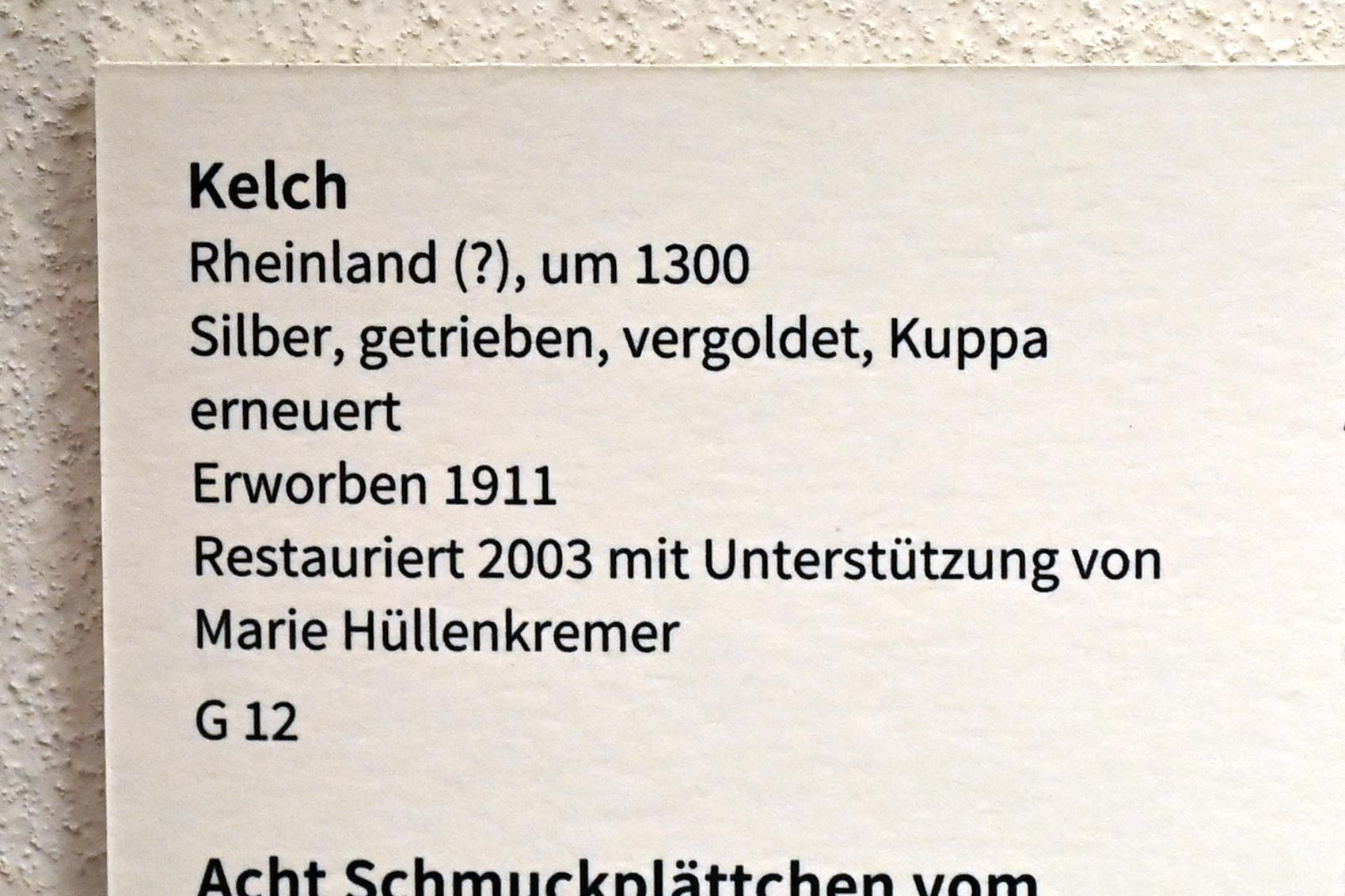 Kelch, Köln, Museum Schnütgen, Saal 10, um 1300, Bild 2/2