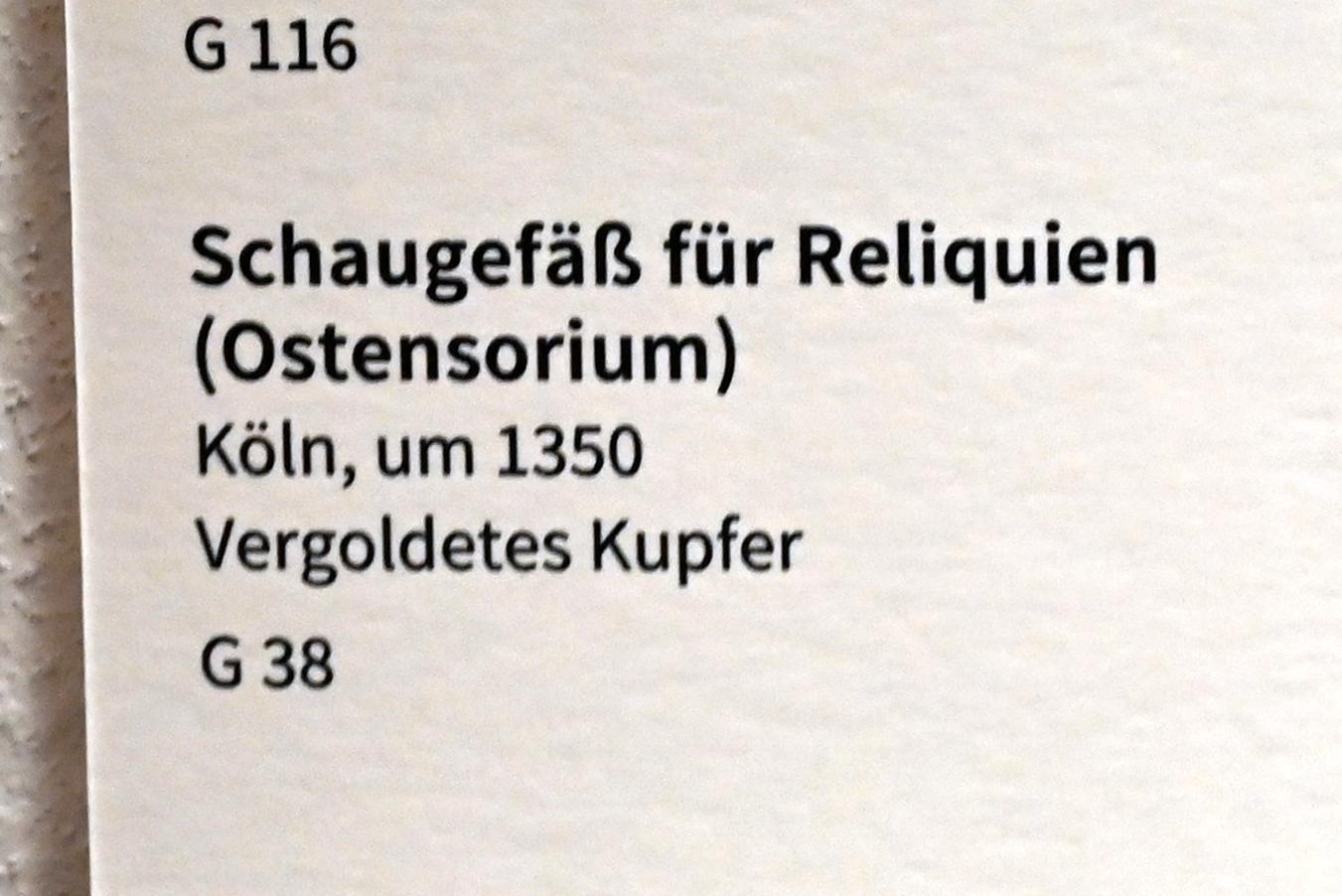 Schaugefäß für Reliquien (Ostensorium), Köln, Museum Schnütgen, Saal 10, um 1350, Bild 2/2