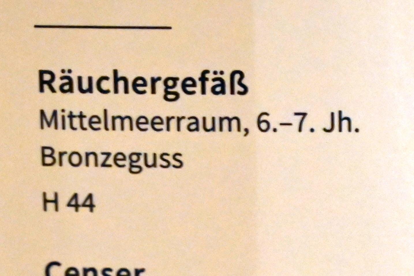 Räuchergefäß, Köln, Museum Schnütgen, Saal 11, um 500–700, Bild 2/2