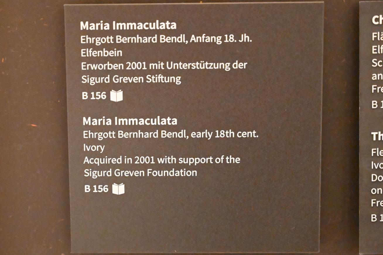 Ehrgott Bernhard Bendl (1690–1730), Maria Immaculata, Köln, Museum Schnütgen, Saal 12, Beginn 18. Jhd., Bild 2/2