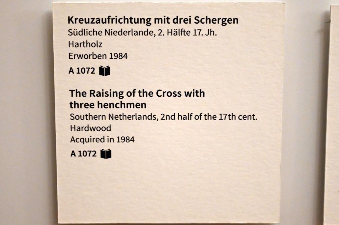 Kreuzaufrichtung mit drei Schergen, Köln, Museum Schnütgen, Saal 12, 2. Hälfte 17. Jhd., Bild 2/2