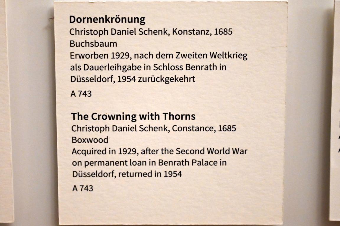 Christoph Daniel Schenck (1675–1685), Dornenkrönung, Köln, Museum Schnütgen, Saal 12, 1685, Bild 2/2