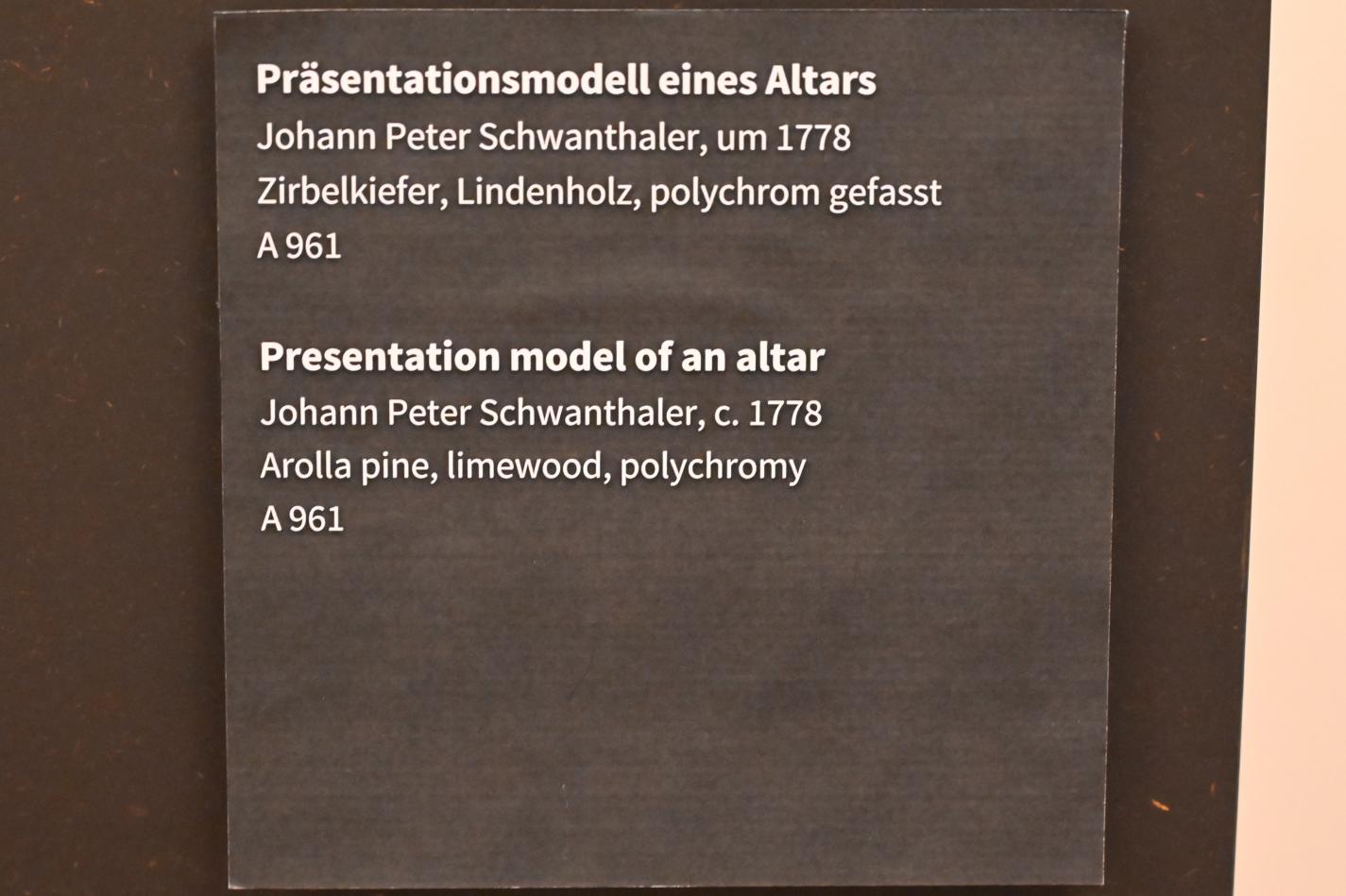 Johann Peter Schwanthaler der Ältere (1750–1778), Präsentationsmodell eines Altars, Köln, Museum Schnütgen, Saal 12, um 1778, Bild 2/2
