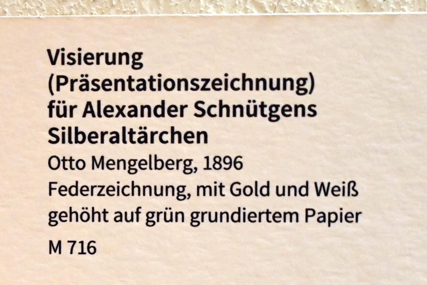 Otto Mengelberg (1896), Visierung (Präzisionszeichnung) für Alexander Schnütgens Silberaltärchen, Köln, Museum Schnütgen, Saal 12, 1896, Bild 2/2