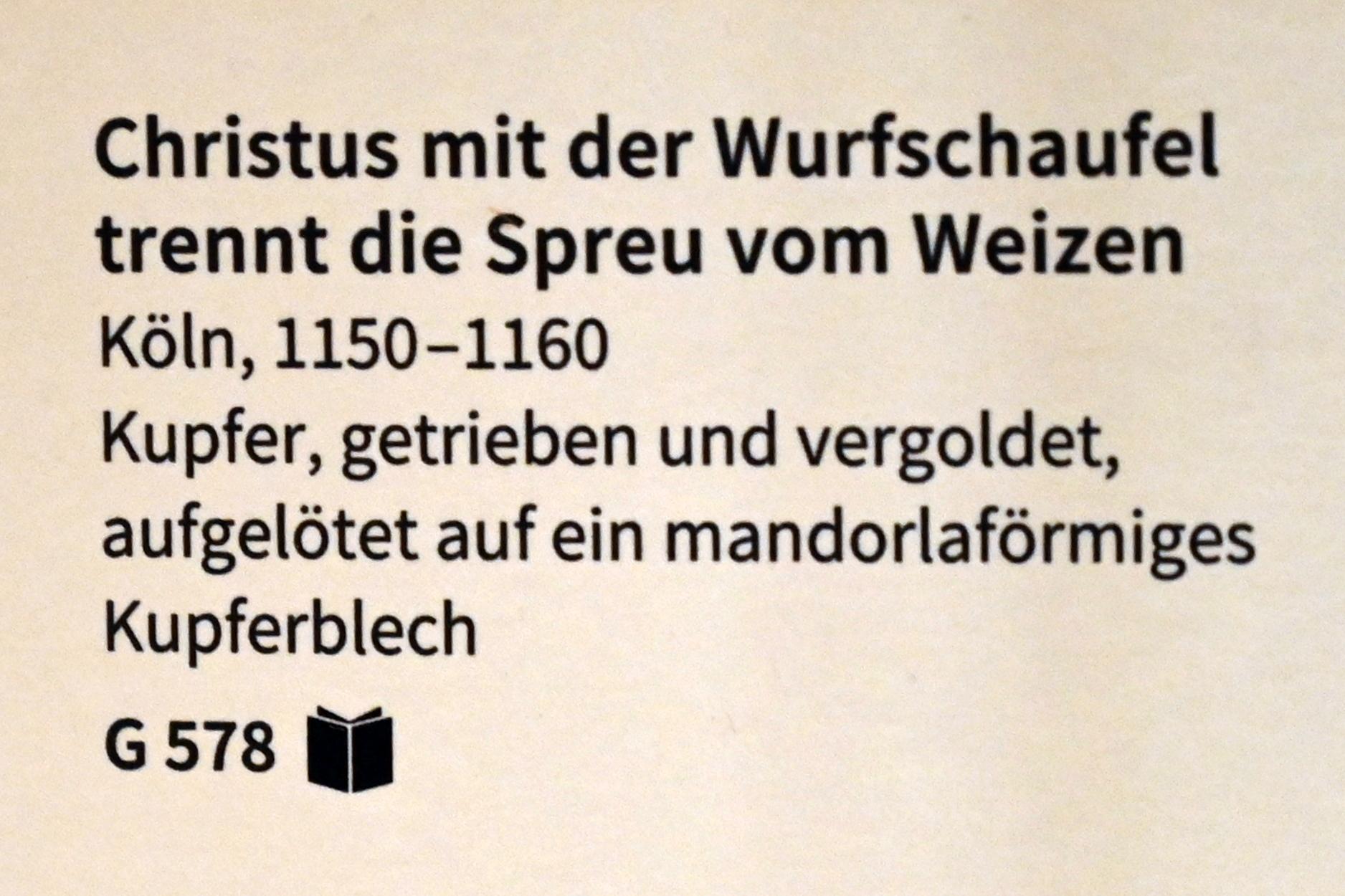 Christus mit der Wurfschaufel trennt die Spreu vom Weizen, Köln, Museum Schnütgen, Saal 12, 1150–1160, Bild 2/2