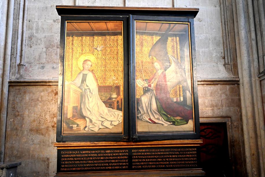 Stefan Lochner (Stephan Lochner) (1435–1450), Sog. Altar der Stadtpatrone, Köln, ehem. Ratskapelle St. Maria in Jerusalem, jetzt Köln, Hohe Domkirche Sankt Petrus (Kölner Dom), um 1445