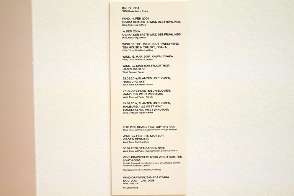Rikuo Ueda (1997–2022), Wind, 14. Feb. 2004, Osaka der erste Wind des Frühlings, Bonn, Kunstmuseum, Ausstellung "Welt in der Schwebe" vom 24.02. - 19.06.2022, Saal 6, 2004, Bild 2/2