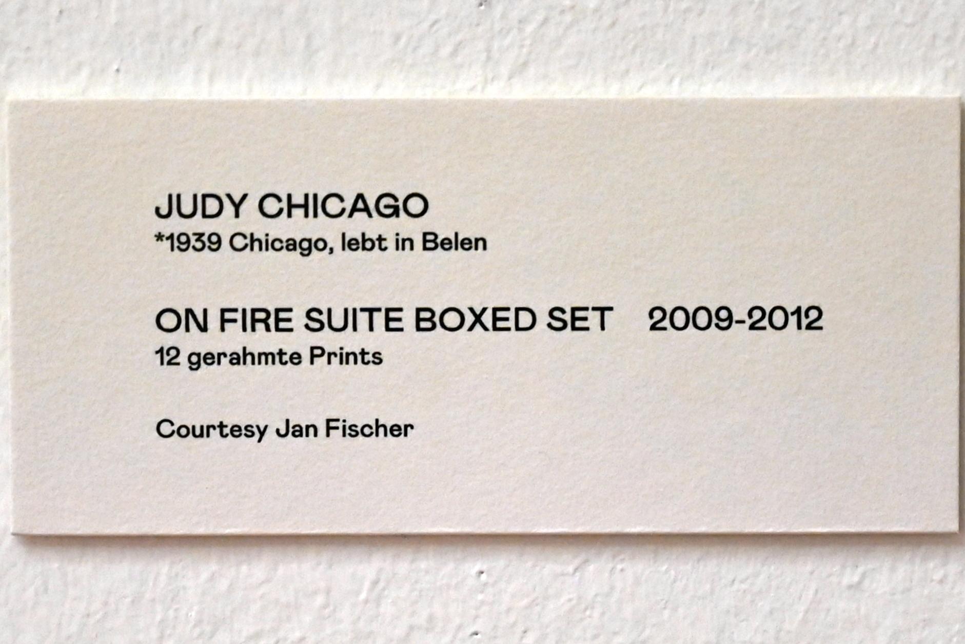 Judy Chicago (1972–2010), On Fire Suite Boxed Set, Bonn, Kunstmuseum, Ausstellung "Welt in der Schwebe" vom 24.02. - 19.06.2022, Saal 6, 2009–2012, Bild 14/15