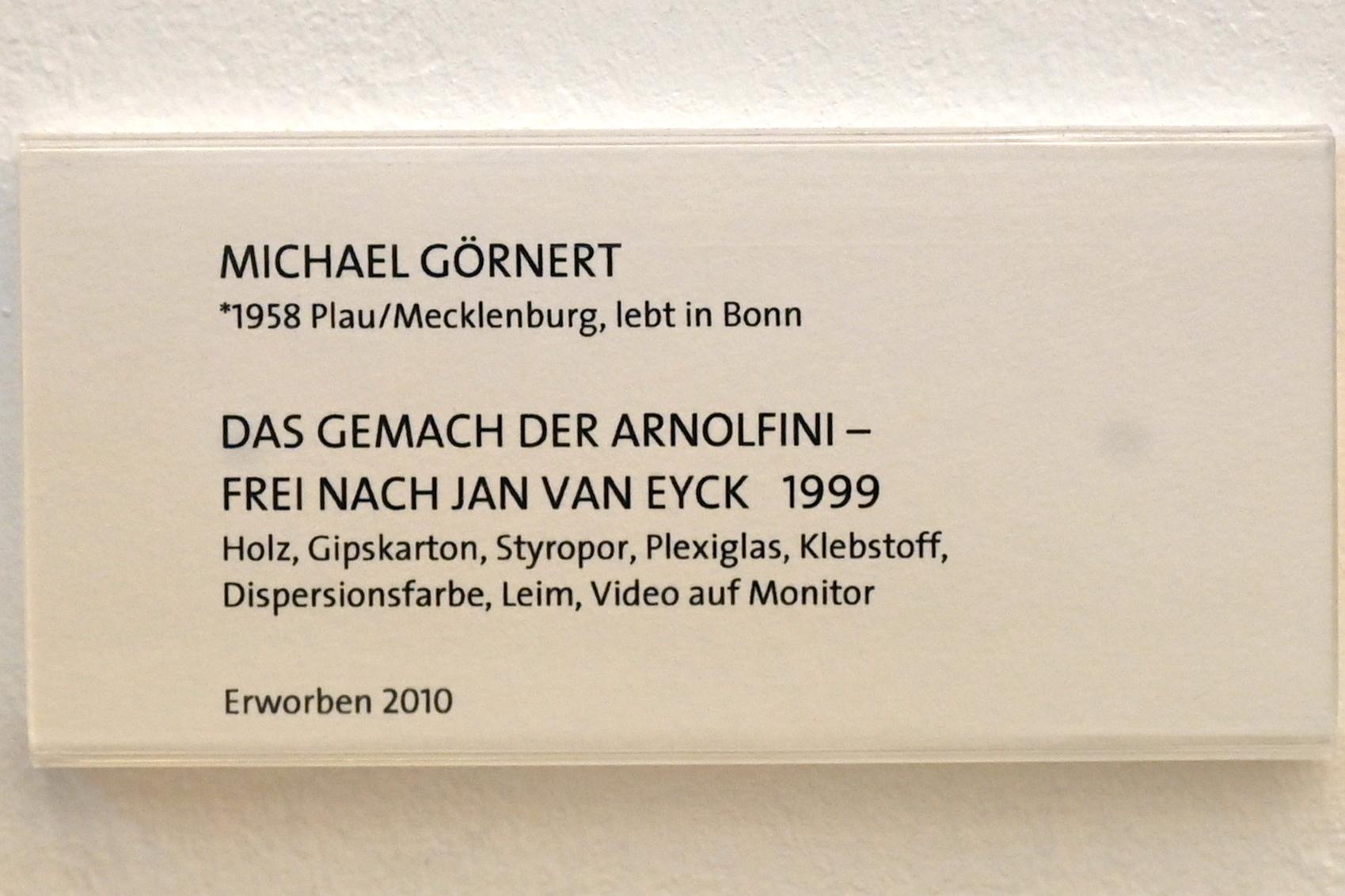 Michael Görnert (1999), Das Gemach der Arnolfini - frei nach Jan van Eyck, Bonn, Kunstmuseum Bonn, Saal 3, 1999, Bild 5/5