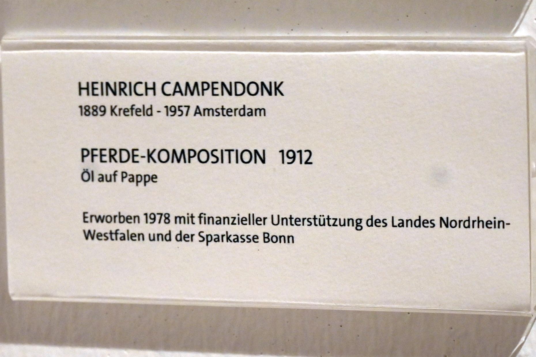 Heinrich Campendonk (1912–1929), Pferde-Komposition, Bonn, Kunstmuseum Bonn, Saal 4, 1912, Bild 2/2