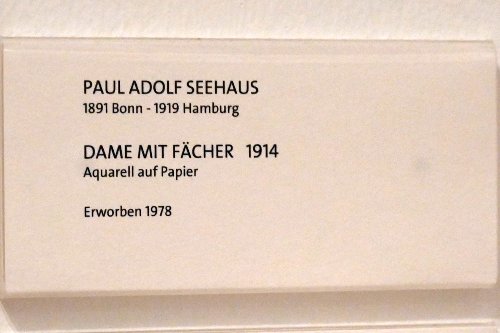 Paul Adolf Seehaus (1913–1914), Dame mit Fächer, Bonn, Kunstmuseum Bonn, Saal 4, 1914, Bild 2/2
