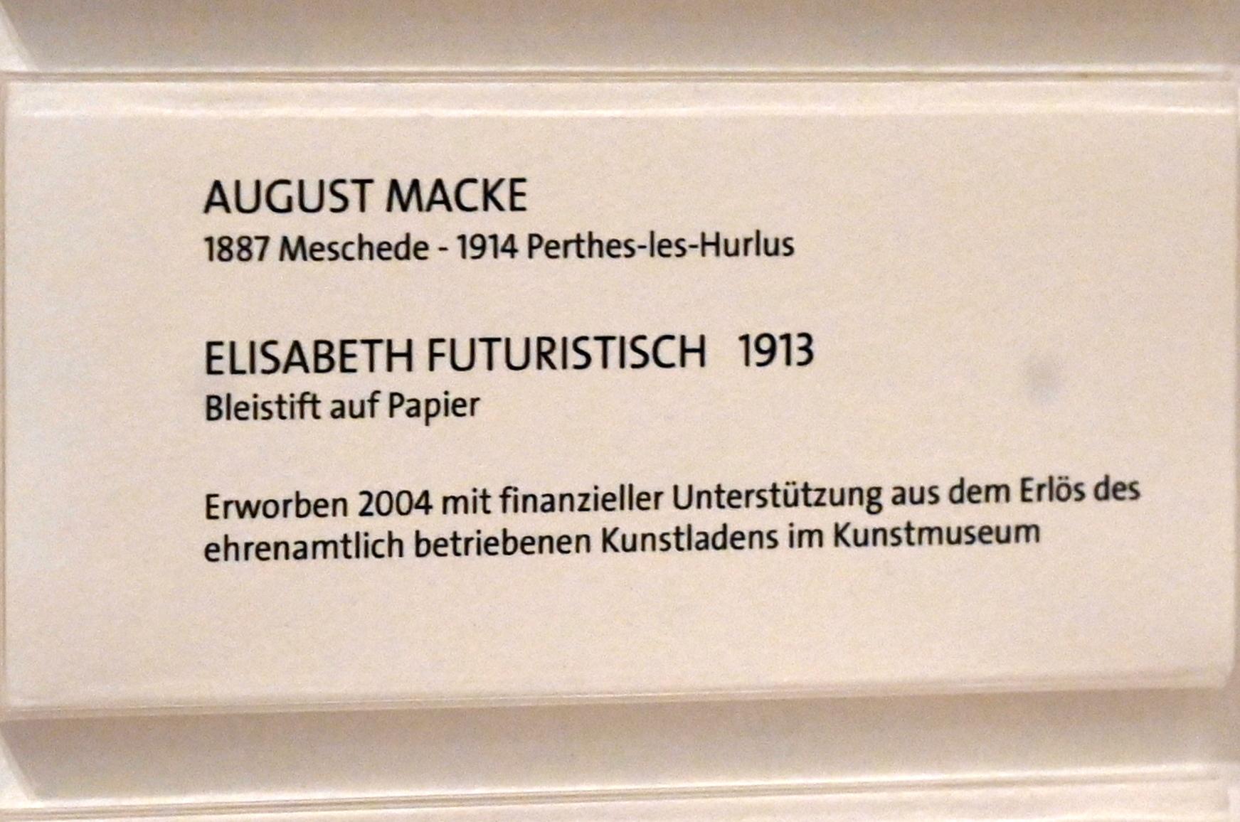 August Macke (1907–1914), Elisabeth futuristisch, Bonn, Kunstmuseum Bonn, Saal 4, 1913, Bild 2/2