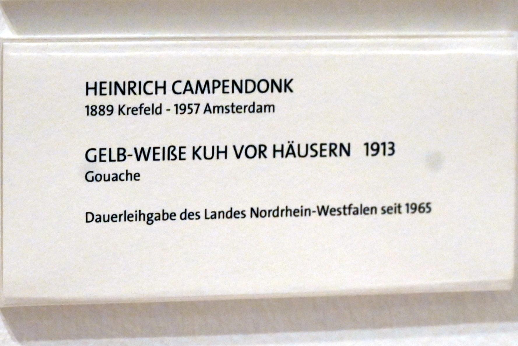 Heinrich Campendonk (1912–1929), Gelb-weiße Kuh vor Häusern, Bonn, Kunstmuseum Bonn, Saal 4, 1913, Bild 2/2