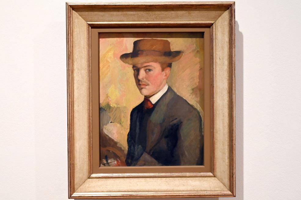 August Macke (1907–1914): Selbstporträt mit Hut, 1909