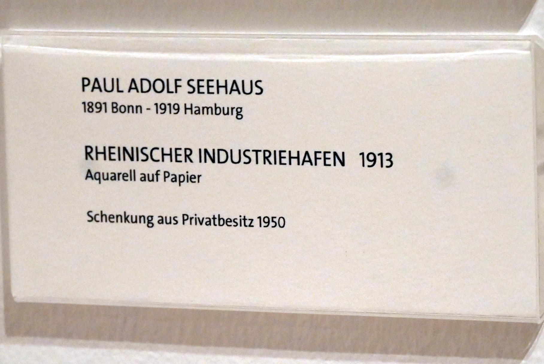Paul Adolf Seehaus (1913–1914), Rheinischer Industriehafen, Bonn, Kunstmuseum Bonn, Saal 5, 1913, Bild 2/2