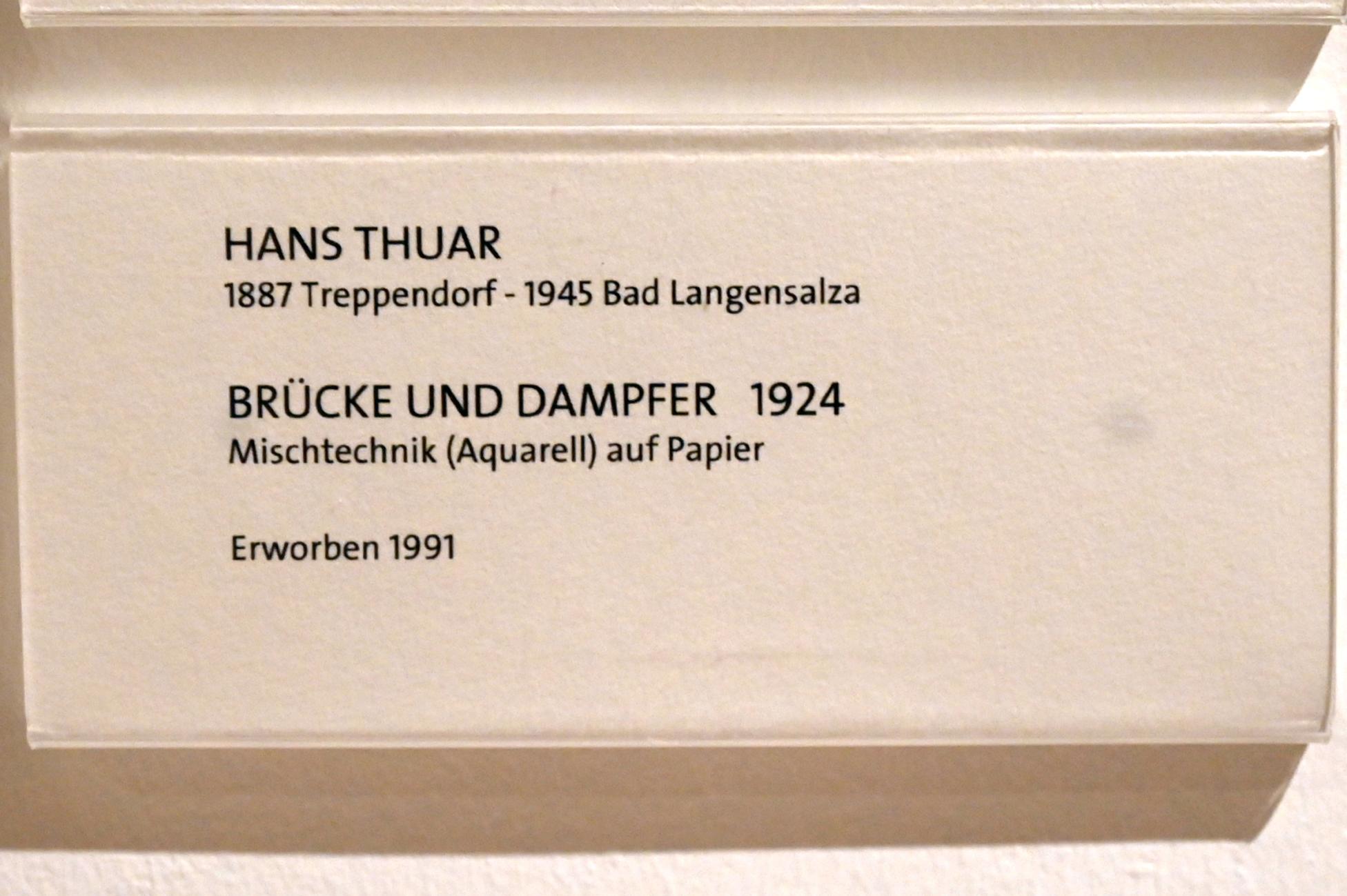 Hans Thuar (1911–1924), Brücke und Dampfer, Bonn, Kunstmuseum Bonn, Saal 6, 1924, Bild 2/2