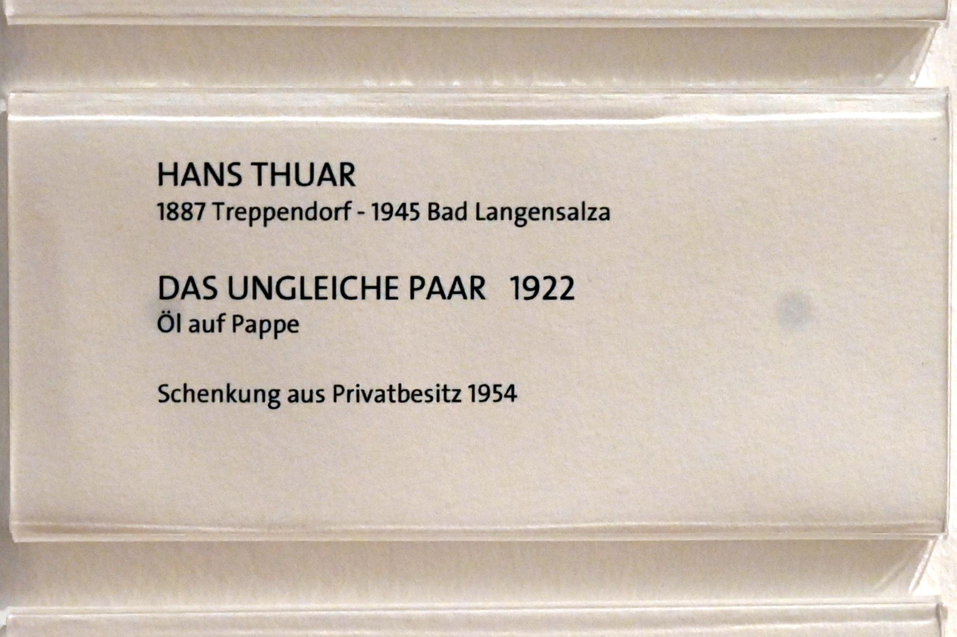 Hans Thuar (1911–1924), Das ungleiche Paar, Bonn, Kunstmuseum Bonn, Saal 6, 1922, Bild 2/2