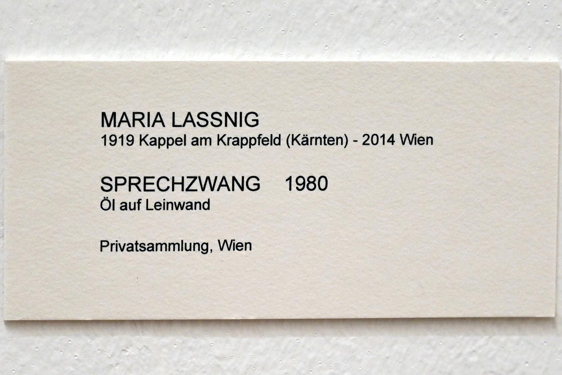 Maria Lassnig (1945–2011), Sprechzwang, Bonn, Kunstmuseum, Ausstellung "Maria Lassnig - Wach bleiben" vom 10.02. - 08.05.2022, Saal 1, 1980, Bild 2/2