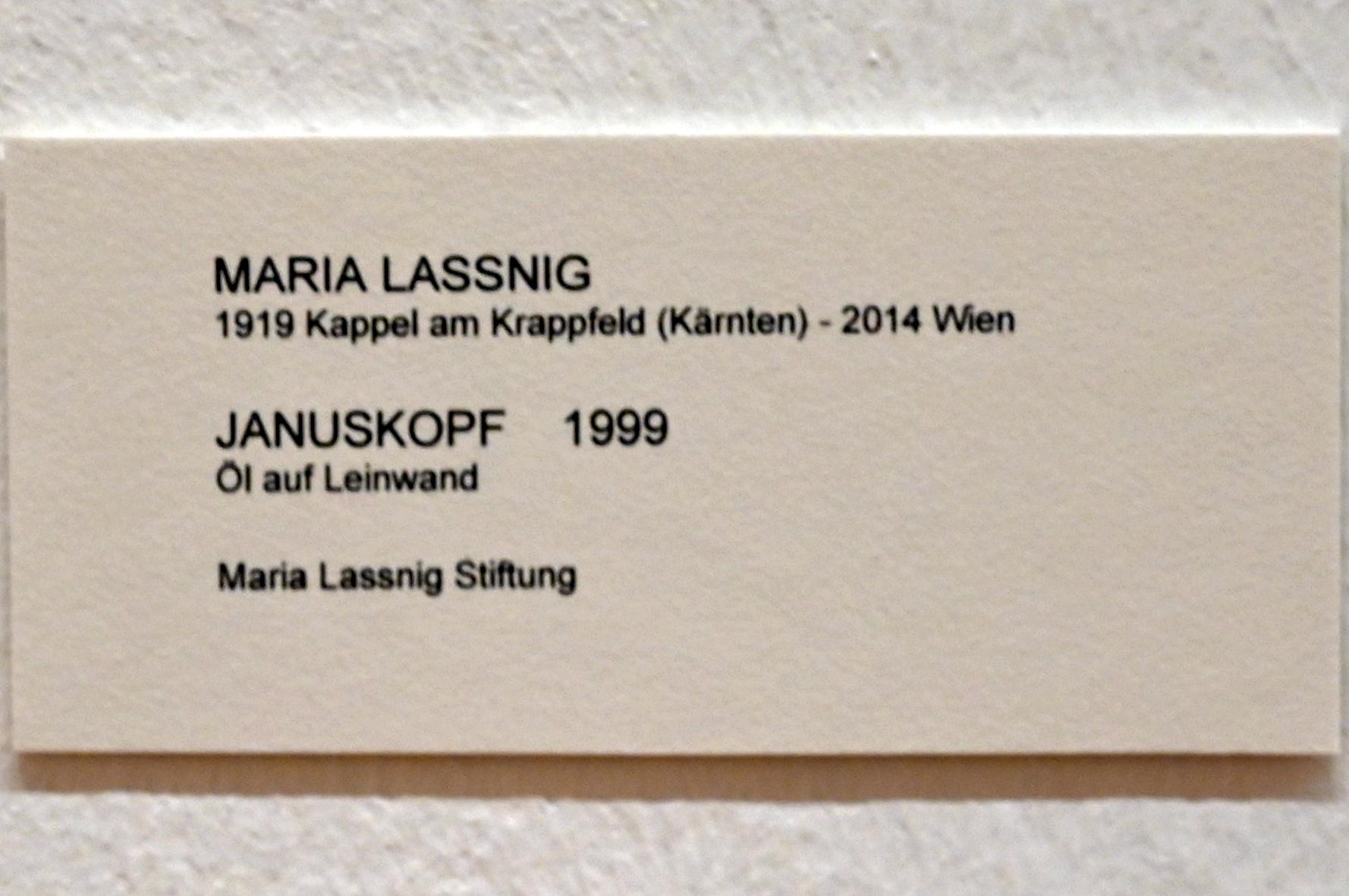 Maria Lassnig (1945–2011), Januskopf, Bonn, Kunstmuseum, Ausstellung "Maria Lassnig - Wach bleiben" vom 10.02. - 08.05.2022, Saal 4, 1999, Bild 2/2