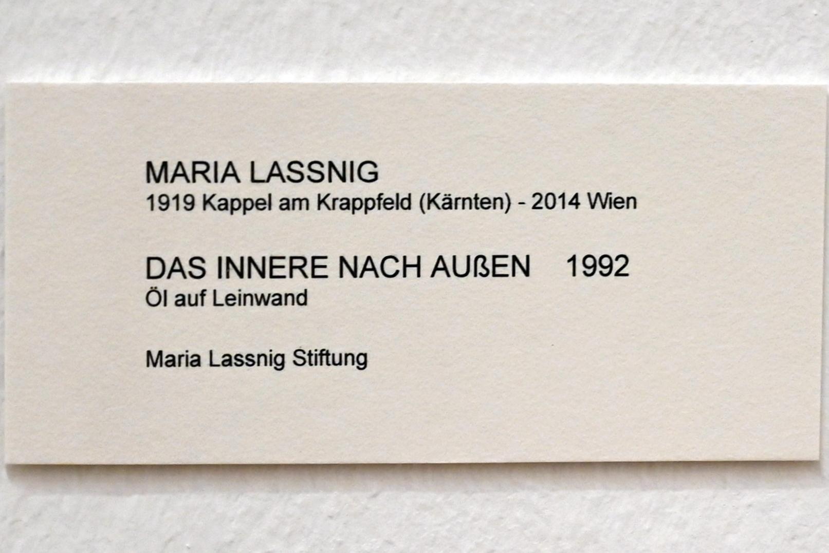Maria Lassnig (1945–2011), Das Innere nach außen, Bonn, Kunstmuseum, Ausstellung "Maria Lassnig - Wach bleiben" vom 10.02. - 08.05.2022, Saal 4, 1992, Bild 2/2