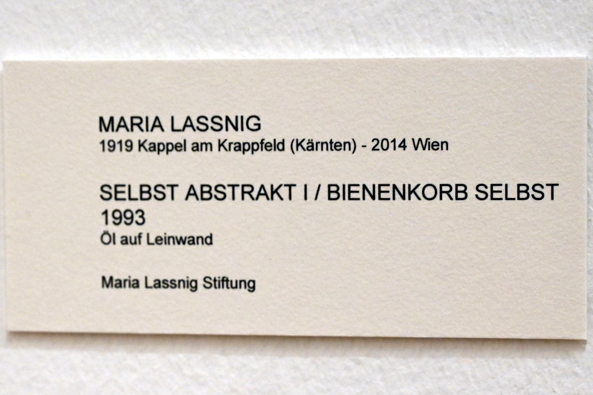Maria Lassnig (1945–2011), Selbst abstrakt I / Bienenkorb selbst, Bonn, Kunstmuseum, Ausstellung "Maria Lassnig - Wach bleiben" vom 10.02. - 08.05.2022, Saal 4, 1993, Bild 2/2