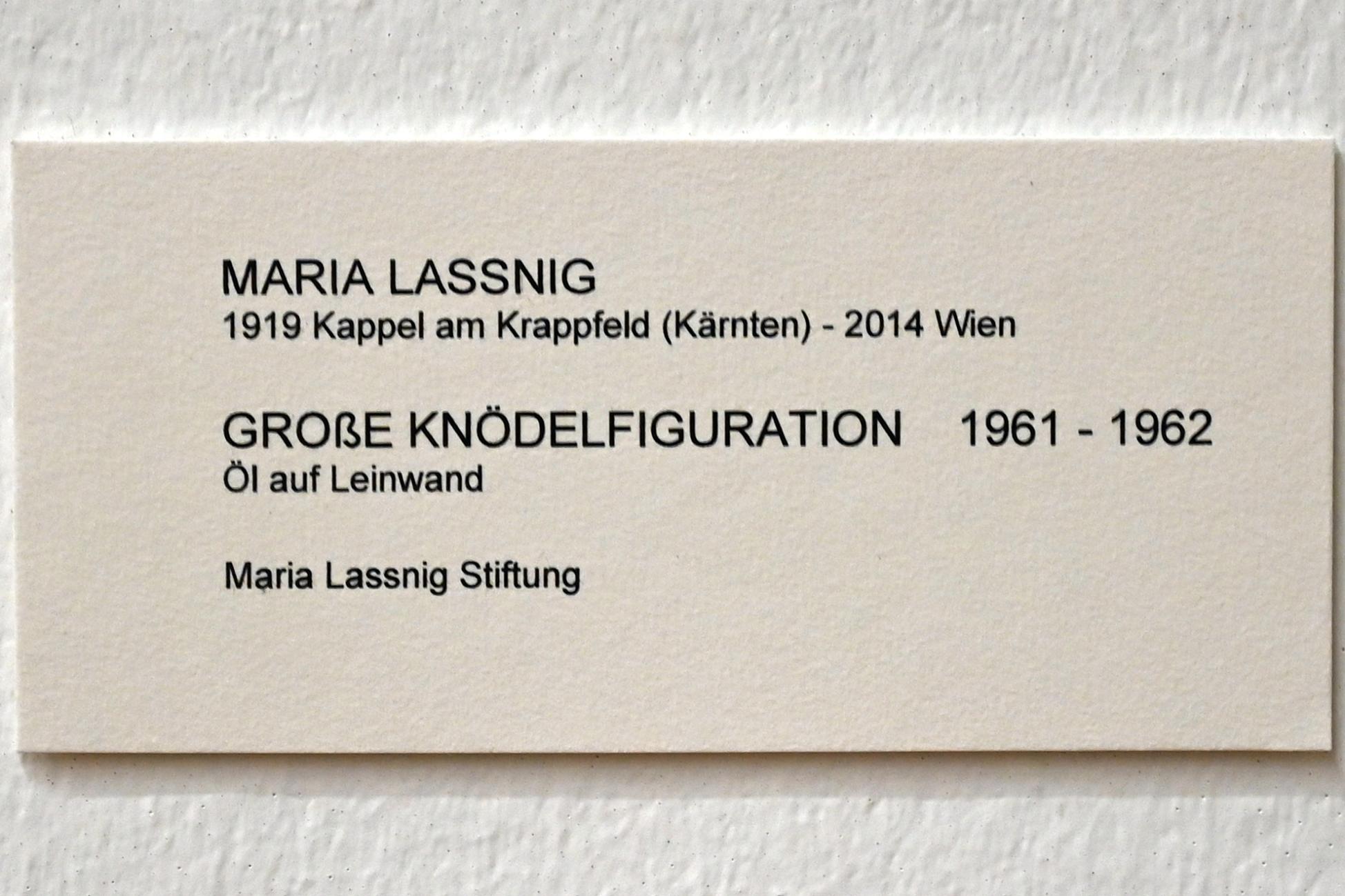 Maria Lassnig (1945–2011), Große Knödelfiguration, Bonn, Kunstmuseum, Ausstellung "Maria Lassnig - Wach bleiben" vom 10.02. - 08.05.2022, Saal 5, 1961–1962, Bild 2/2