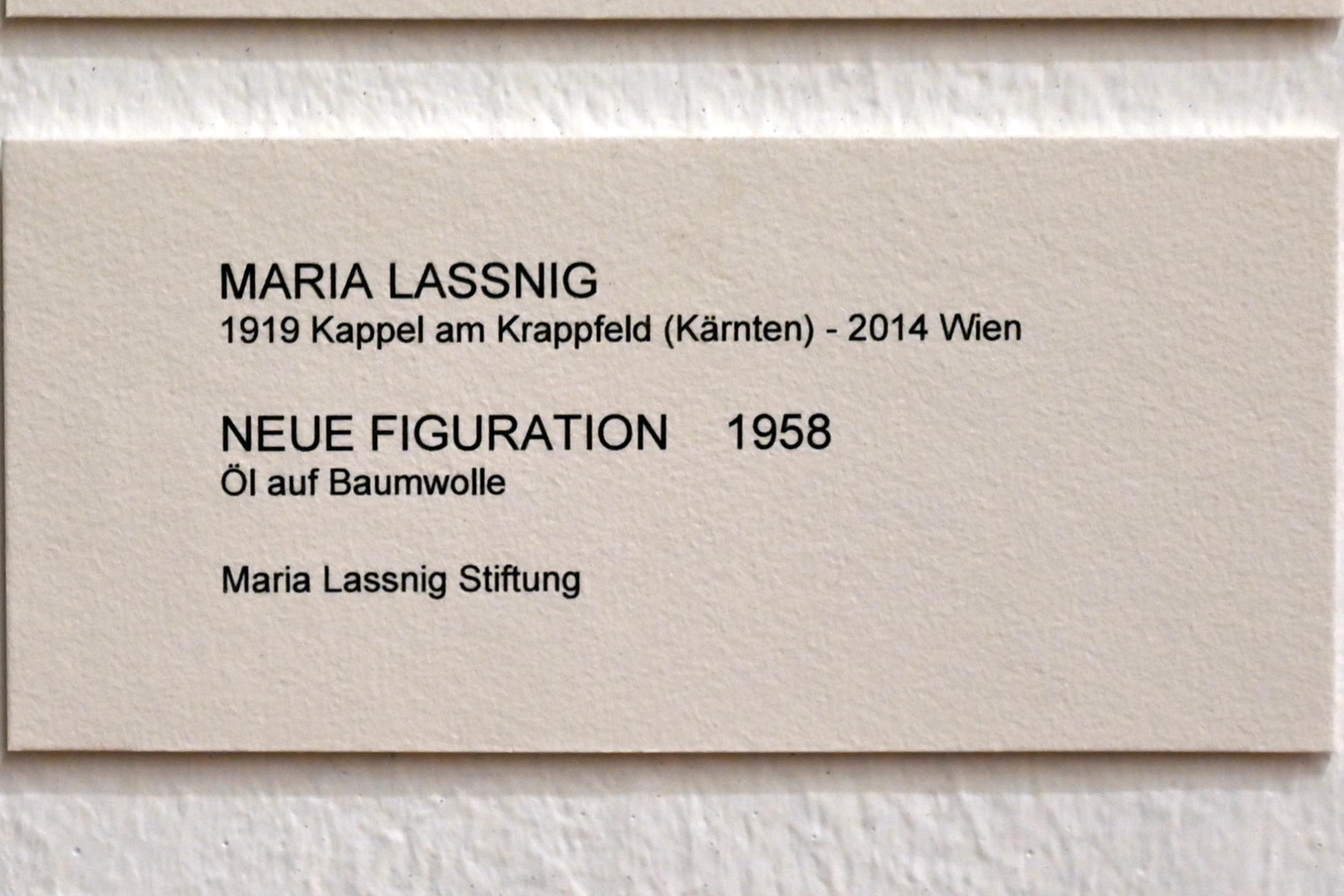 Maria Lassnig (1945–2011), Neue Figuration, Bonn, Kunstmuseum, Ausstellung "Maria Lassnig - Wach bleiben" vom 10.02. - 08.05.2022, Saal 5, 1958, Bild 2/2