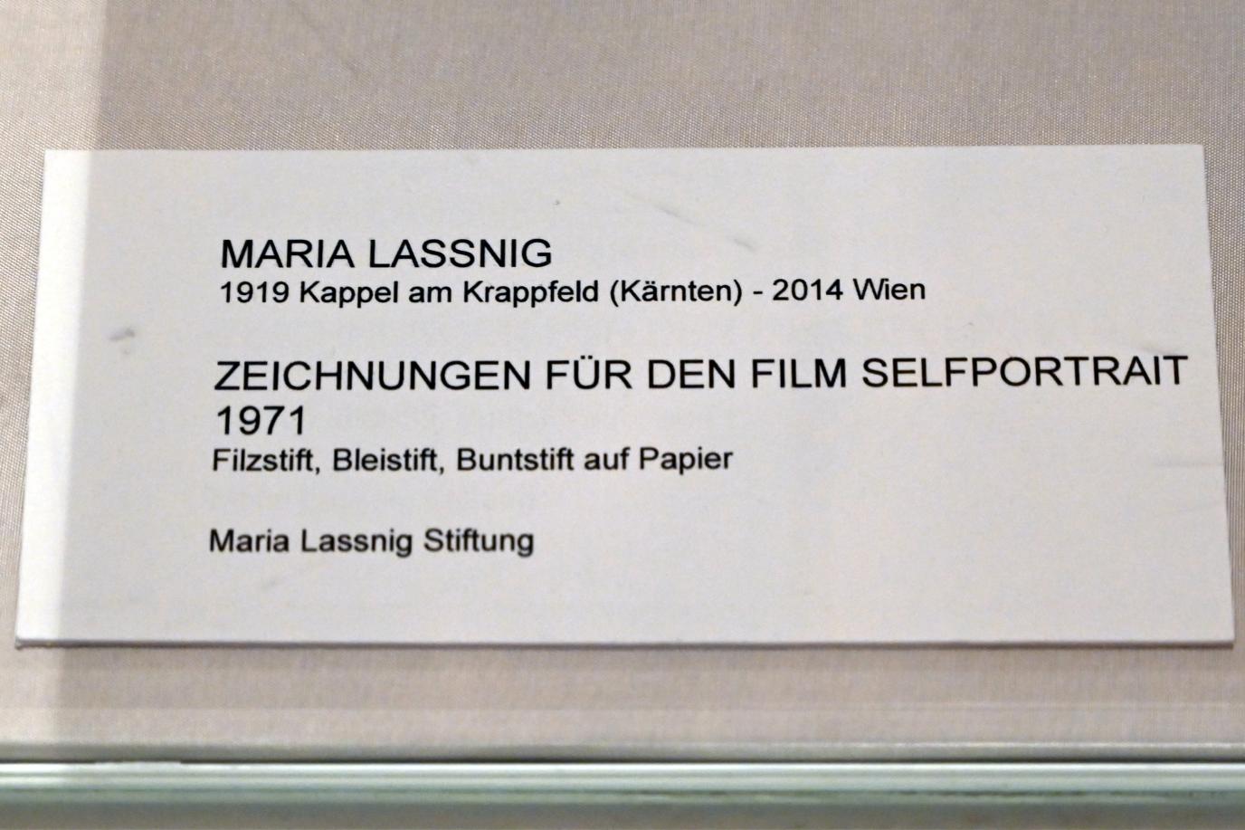 Maria Lassnig (1945–2011), Zeichnungen für den Film Selfportrait, Bonn, Kunstmuseum, Ausstellung "Maria Lassnig - Wach bleiben" vom 10.02. - 08.05.2022, Saal 6, 1971, Bild 3/3