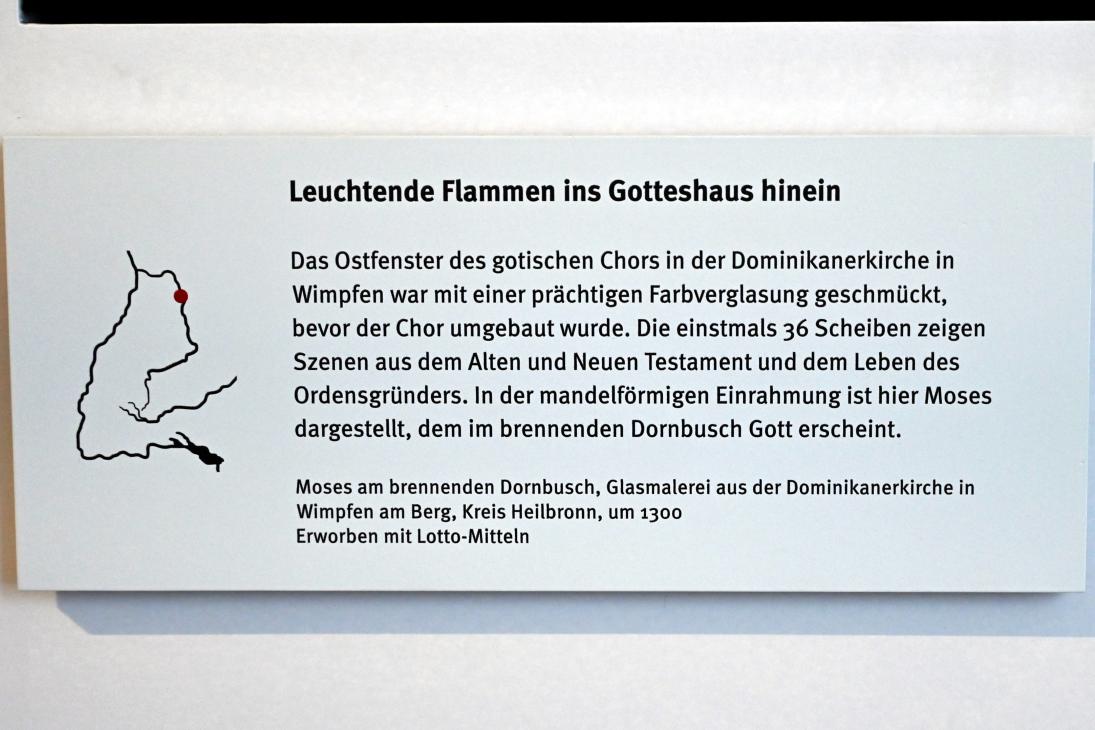 Moses am brennenden Dornbusch, Bad Wimpfen, ehem. Dominikanerkloster, jetzt Stuttgart, Landesmuseum Württemberg, Mittelalter, um 1300, Bild 2/2