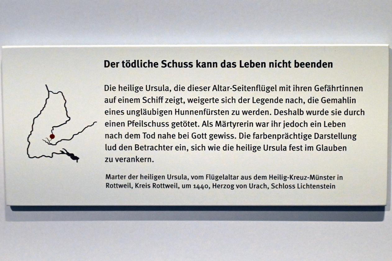 Marter der heiligen Ursula, Rottweil, Heilig-Kreuz-Münster, jetzt Stuttgart, Landesmuseum Württemberg, Mittelalter, um 1440, Bild 2/2