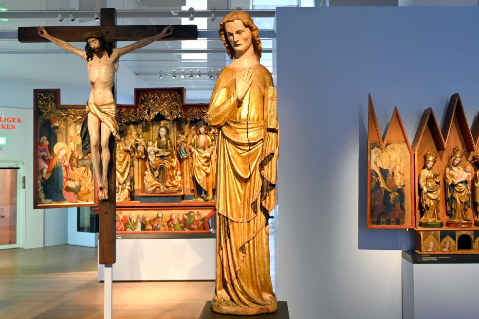 Maria und Johannes aus einer Kreuzigungsgruppe, Stuttgart, Landesmuseum Württemberg, Mittelalter, um 1330, Bild 3/4