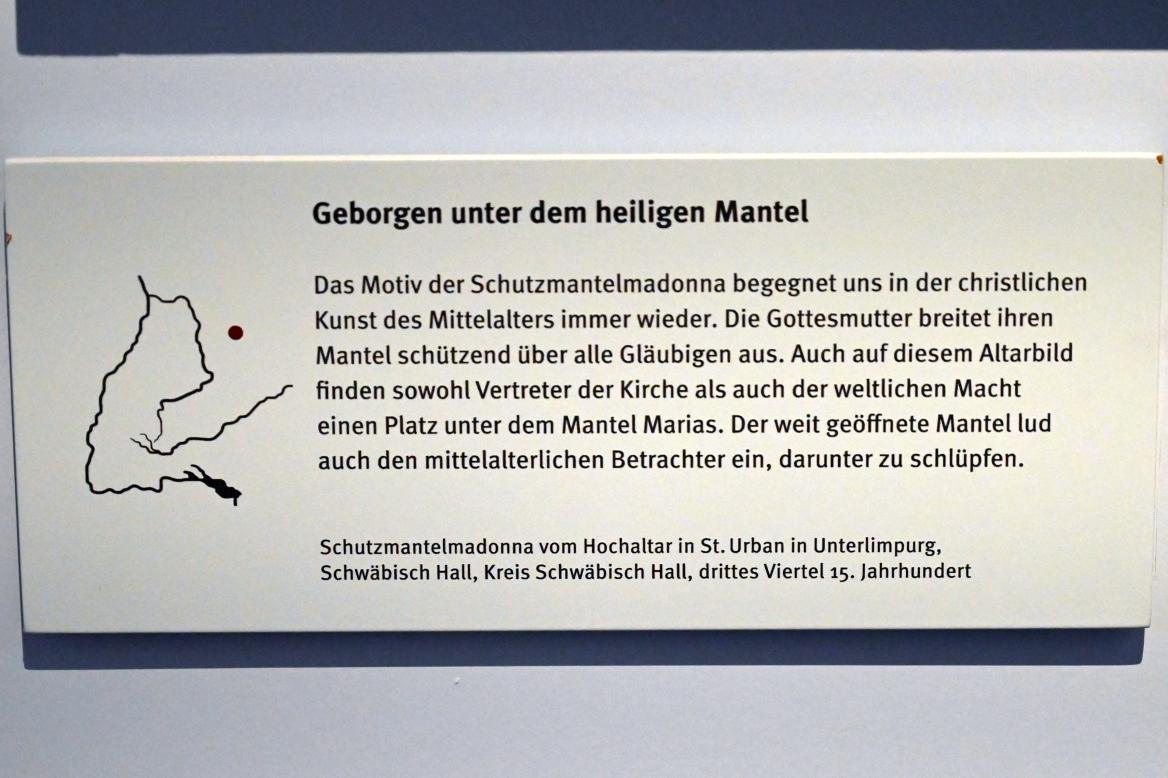 Schutzmantelmadonna, Schwäbisch Hall, Kirche St. Urban, jetzt Stuttgart, Landesmuseum Württemberg, Mittelalter, 3. Viertel 15. Jhd., Bild 2/2