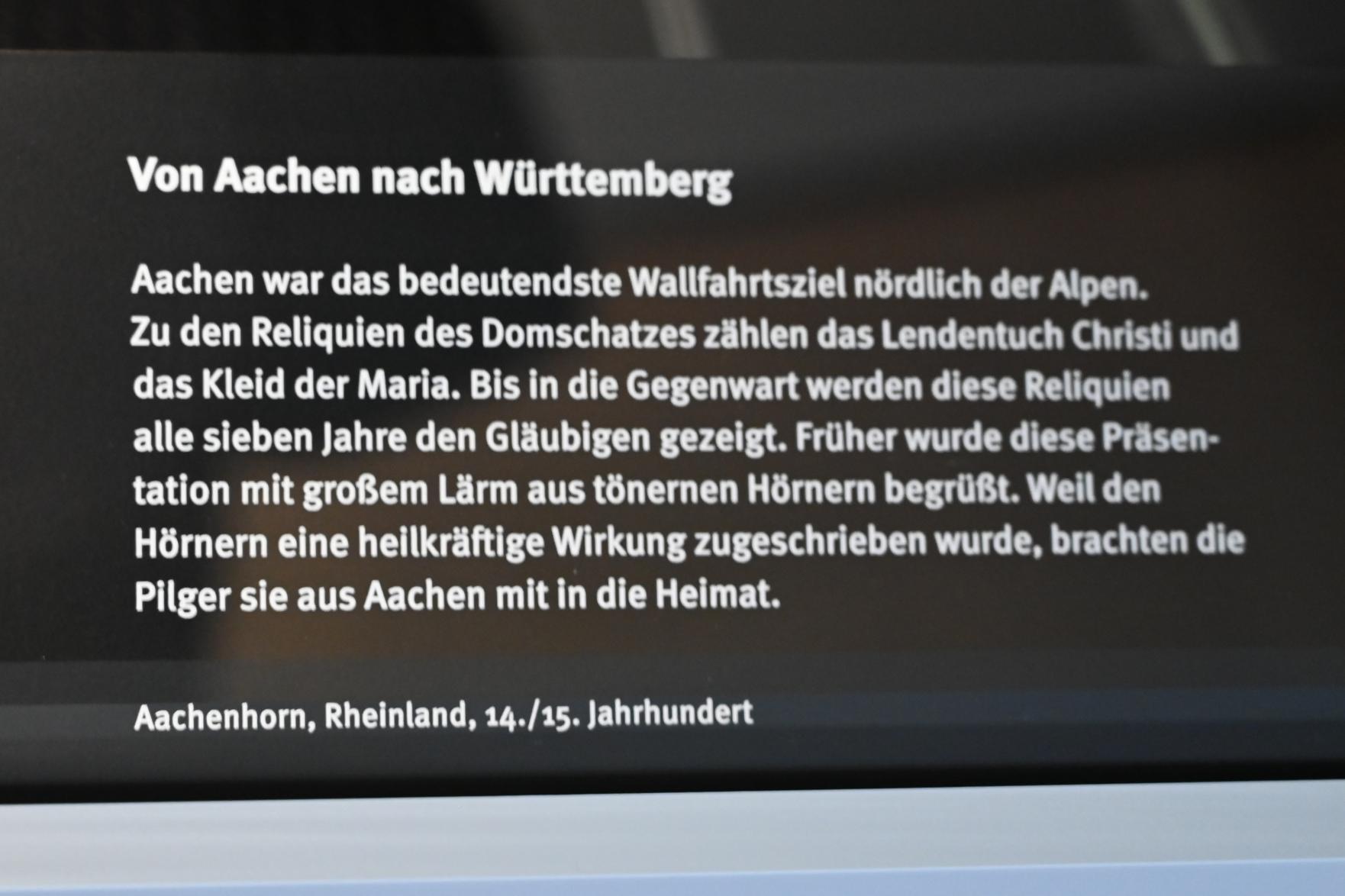 Pilgerhorn (Aachhorn), Aachen, Aachener Dom, jetzt Stuttgart, Landesmuseum Württemberg, Mittelalter, um 1300–1500, Bild 2/2