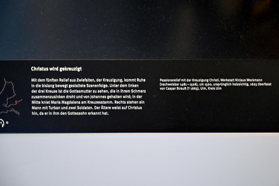 Nikolaus Weckmann (Werkstatt) (1510–1523), Kreuzigung Christi, Zwiefalten, ehemalige Benediktinerabtei, heute psychiatrische Klinik, jetzt Stuttgart, Landesmuseum Württemberg, Mittelalter, um 1520, Bild 3/3
