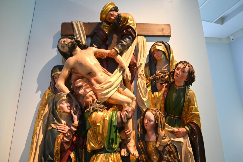 Nikolaus Weckmann (Werkstatt) (1510–1523), Kreuzabnahme Christi, Zwiefalten, ehemalige Benediktinerabtei, heute psychiatrische Klinik, jetzt Stuttgart, Landesmuseum Württemberg, Mittelalter, um 1520, Bild 3/4