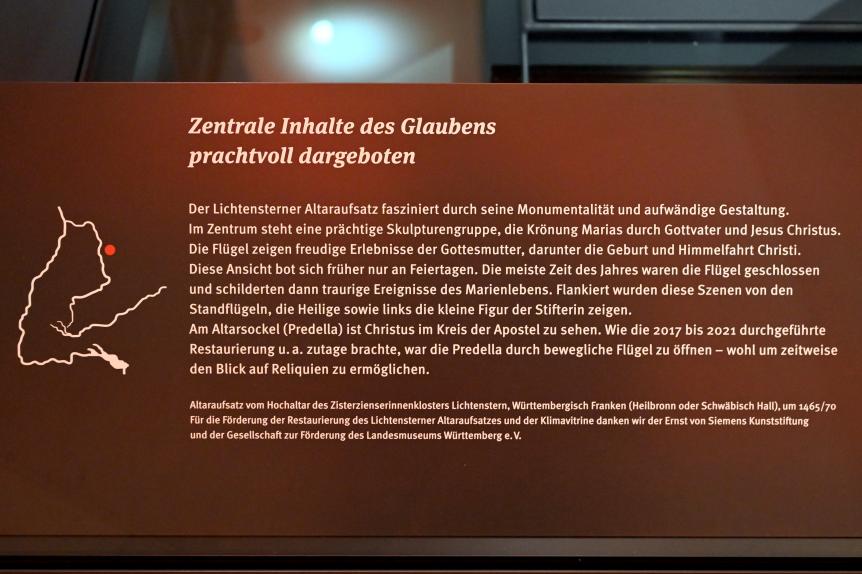 Lichtensterner Altaraufsatz, Lichtenstern ehem. Zisterzienserinnenkloster Stella Praeclara, jetzt Stuttgart, Landesmuseum Württemberg, Mittelalter, um 1465–1470, Bild 4/9
