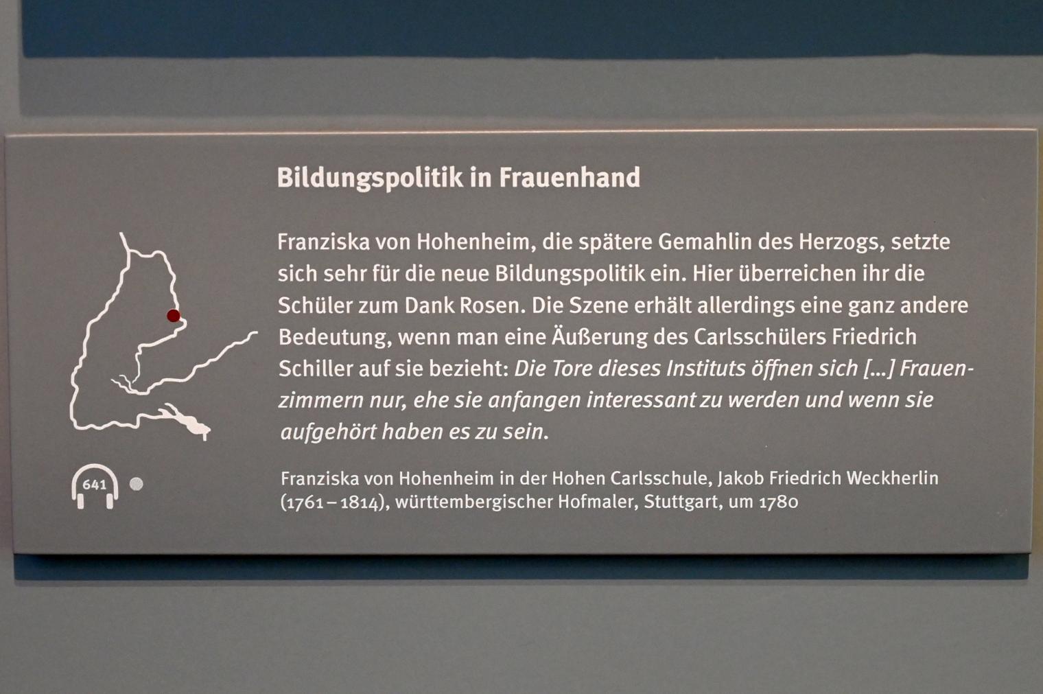 Jakob Friedrich Weckherlin (1780–1790), Franziska von Hohenheim in der Hohen Carlsschule, Stuttgart, Landesmuseum Württemberg, Herzogtum Württemberg, um 1780, Bild 2/3