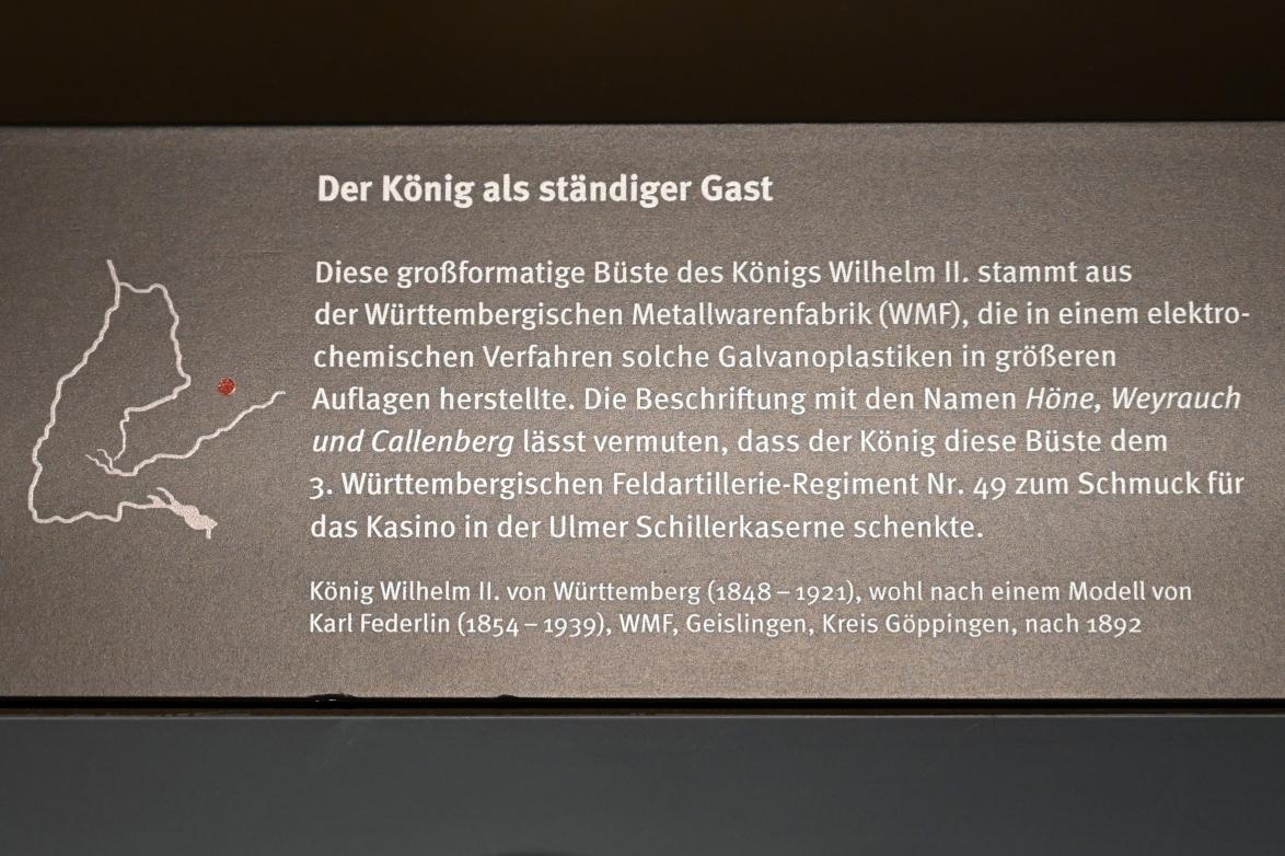 König Wilhelm II. von Württemberg (1848-1921), Stuttgart, Landesmuseum Württemberg, Herzogtum Württemberg, nach 1892, Bild 2/2