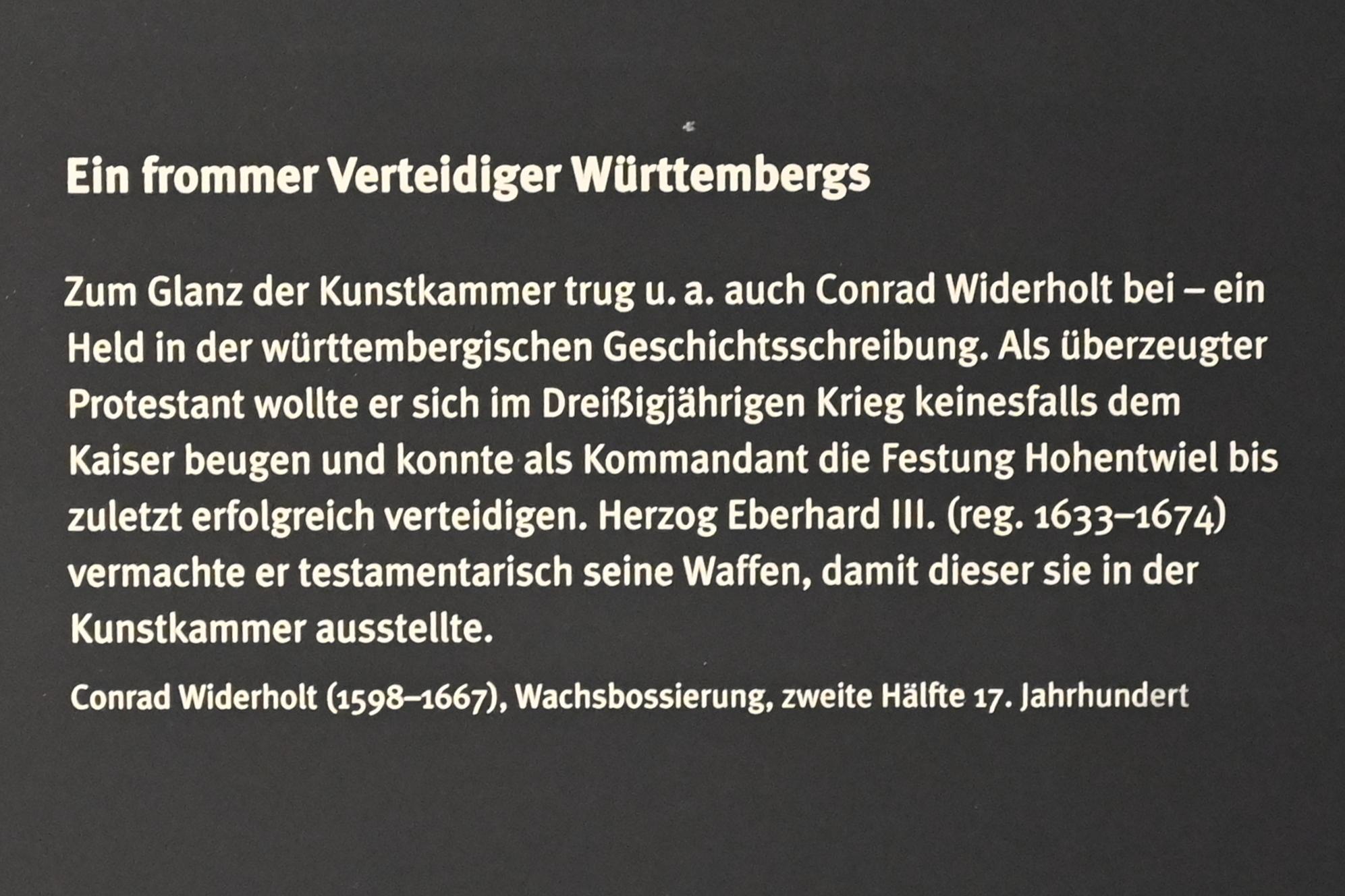 Konrad Widerholt (1598-1667), Stuttgart, Landesmuseum Württemberg, Kunstkammer, 2. Hälfte 17. Jhd., Bild 2/2