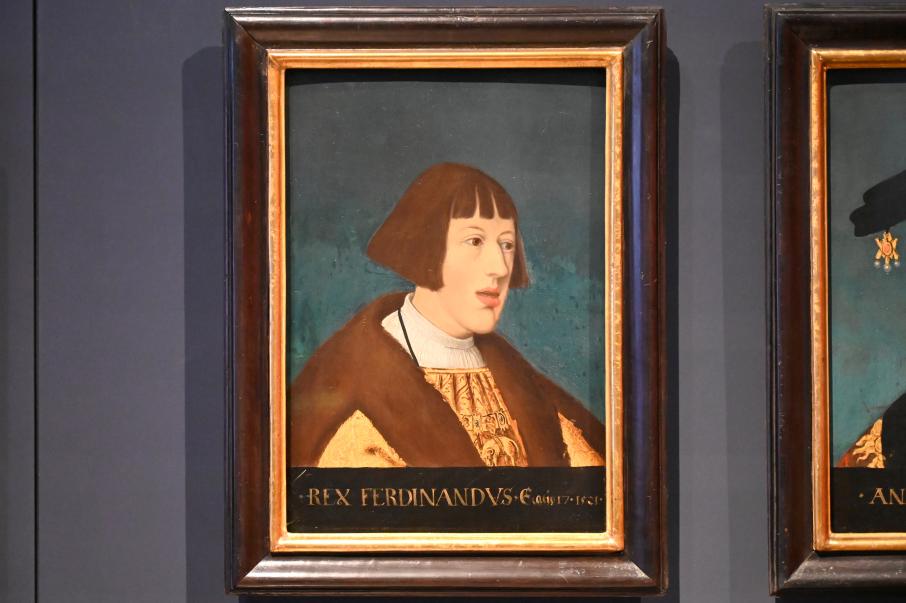 Hans Maler zu Schwaz (1512–1529), König Ferdinand I. (reg. 1531-1564) und seine Frau Anna von Böhmen und Ungarn (1503-1547), Stuttgart, Landesmuseum Württemberg, Kunstkammer, um 1521, Bild 2/4