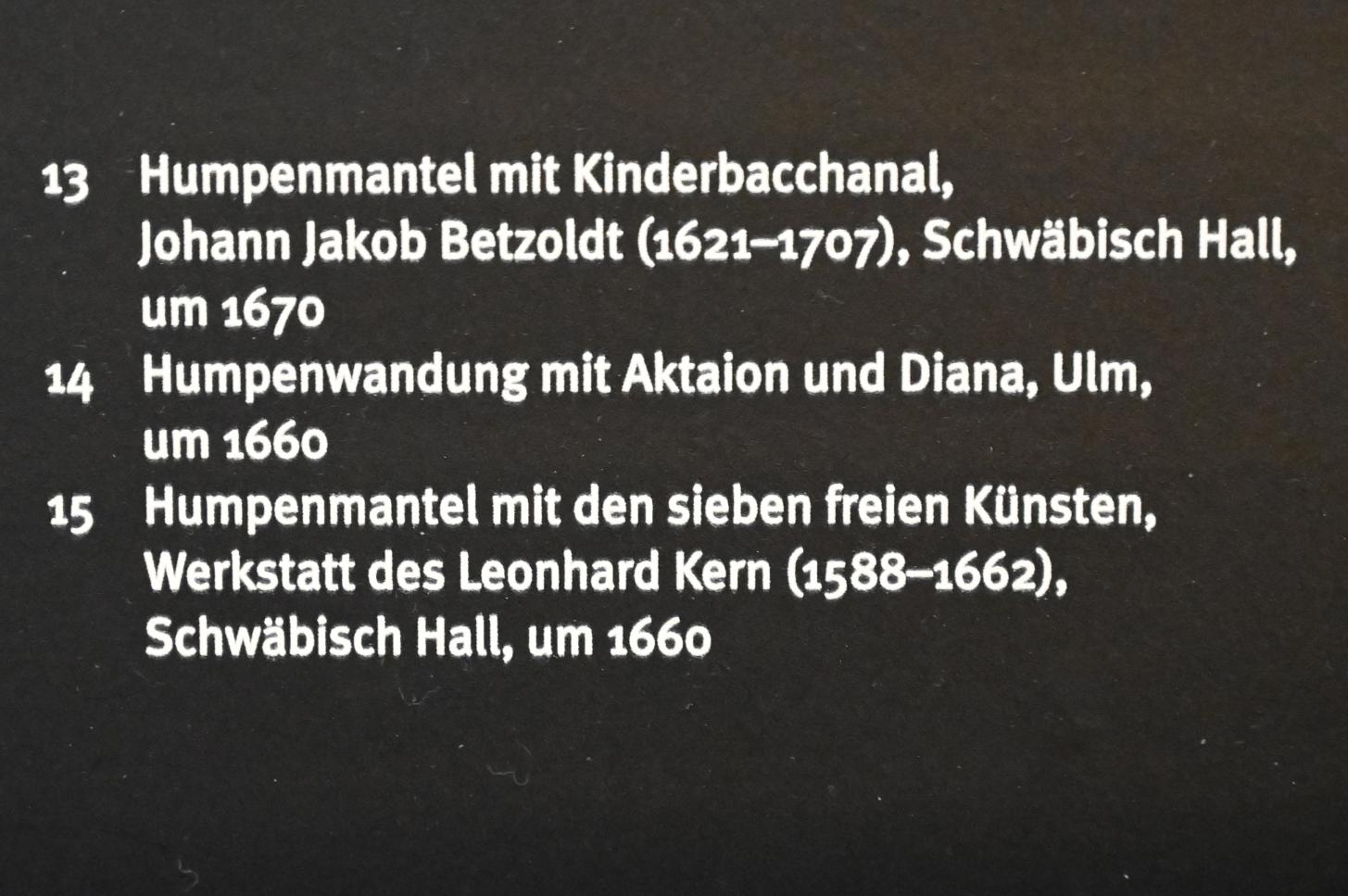 Leonhard Kern (Werkstatt) (1650–1660), Humpenmantel mit den sieben freien Künsten, Stuttgart, Landesmuseum Württemberg, Kunstkammer, um 1660, Bild 2/2