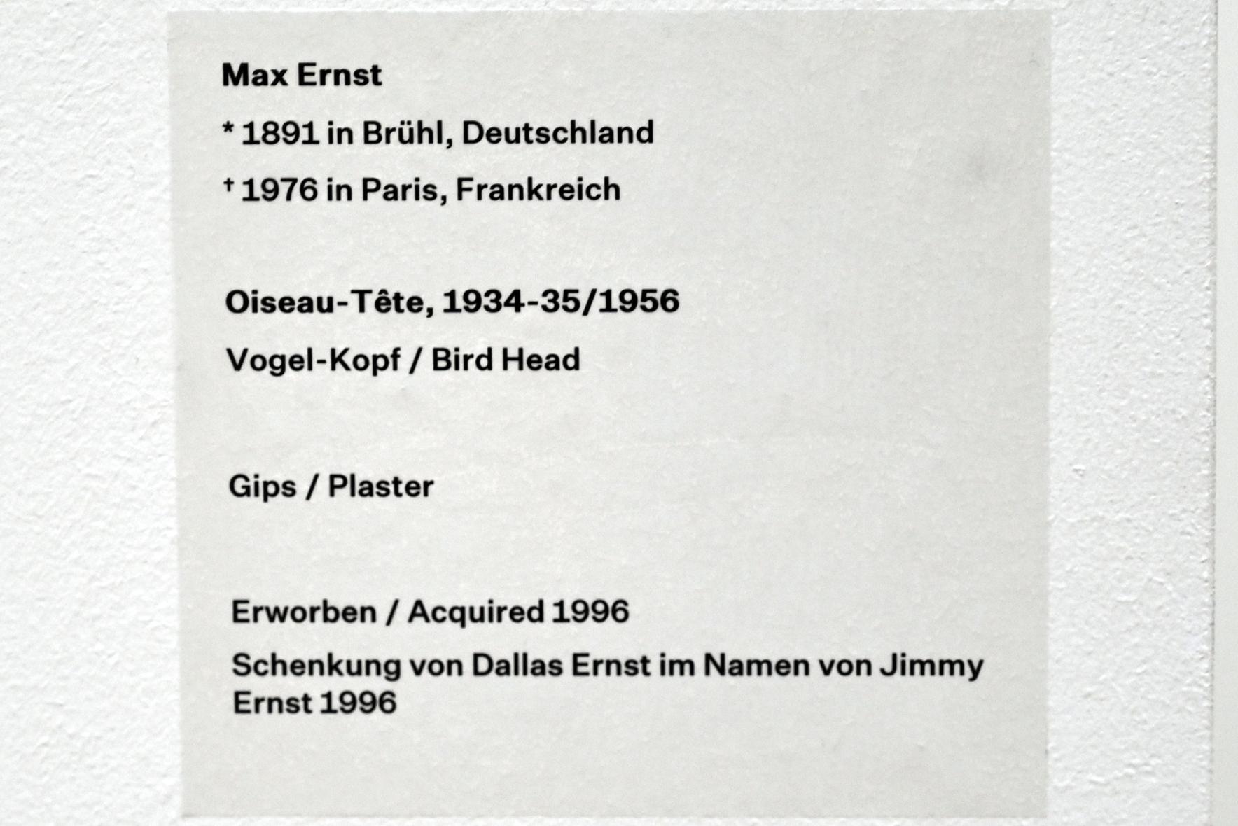 Max Ernst (1912–1970), Vogel-Kopf, Düsseldorf, Kunstsammlung K20, Saal 3, 1934–1935, Bild 3/3
