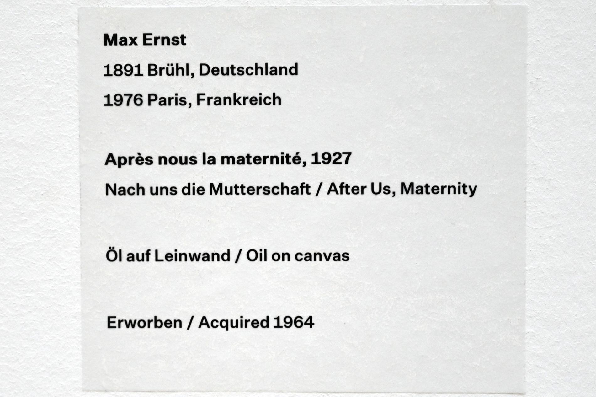 Max Ernst (1912–1970), Nach uns die Mutterschaft, Düsseldorf, Kunstsammlung K20, Saal 3, 1927, Bild 2/2
