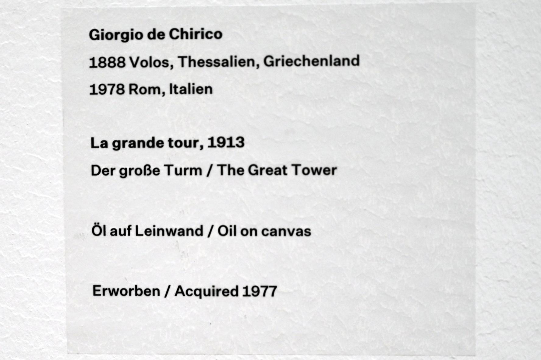 Giorgio de Chirico (1913–1973), Der große Turm, Düsseldorf, Kunstsammlung K20, Saal 4, 1913, Bild 2/2