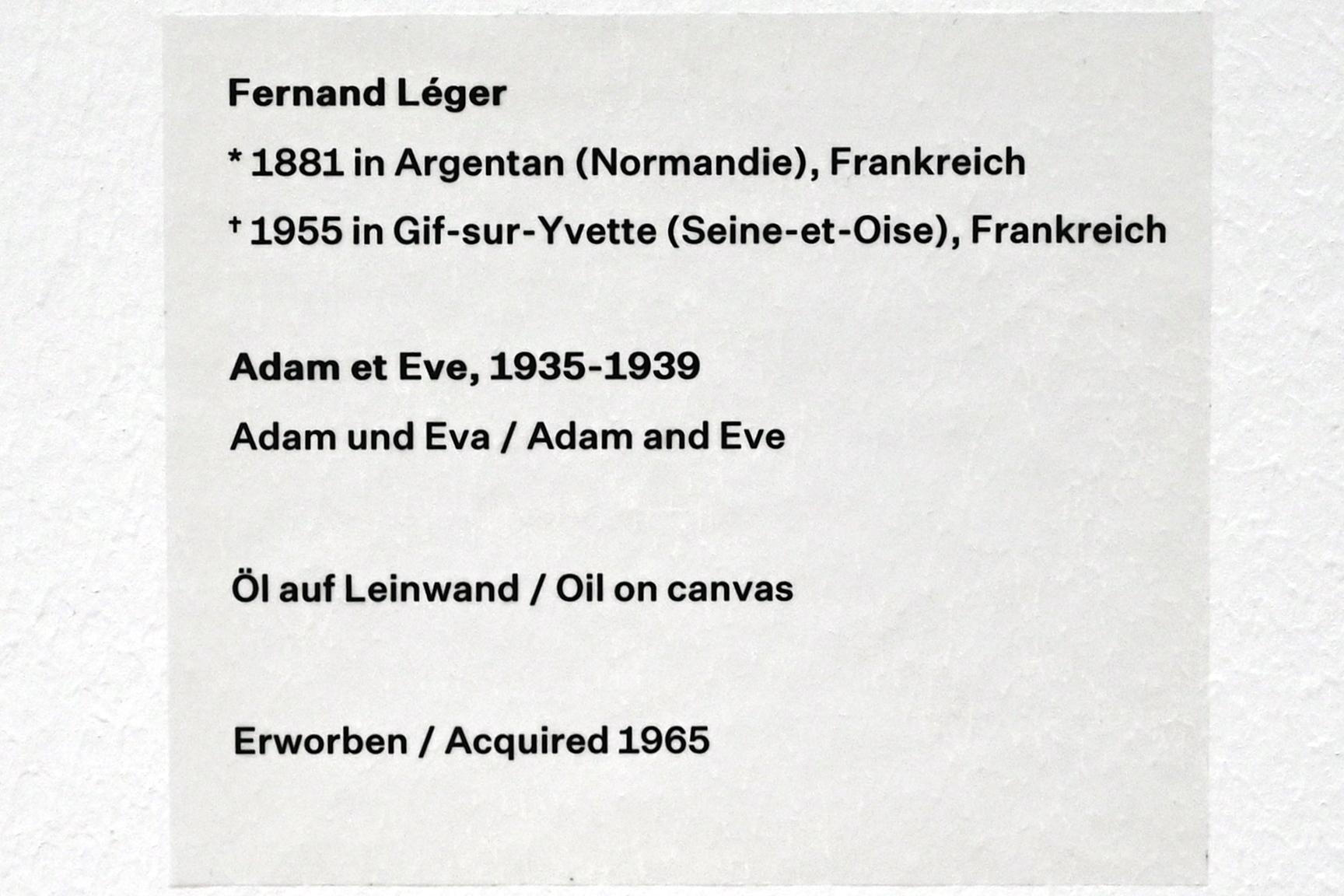 Fernand Léger (1912–1954), Adam und Eva, Düsseldorf, Kunstsammlung K20, Saal 7, 1935–1939, Bild 2/2